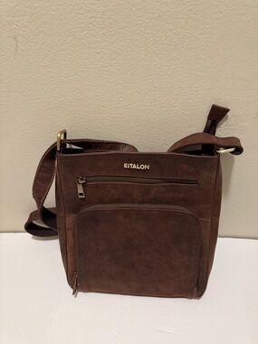 Estalon Brown Leather Messenger Bag for Men